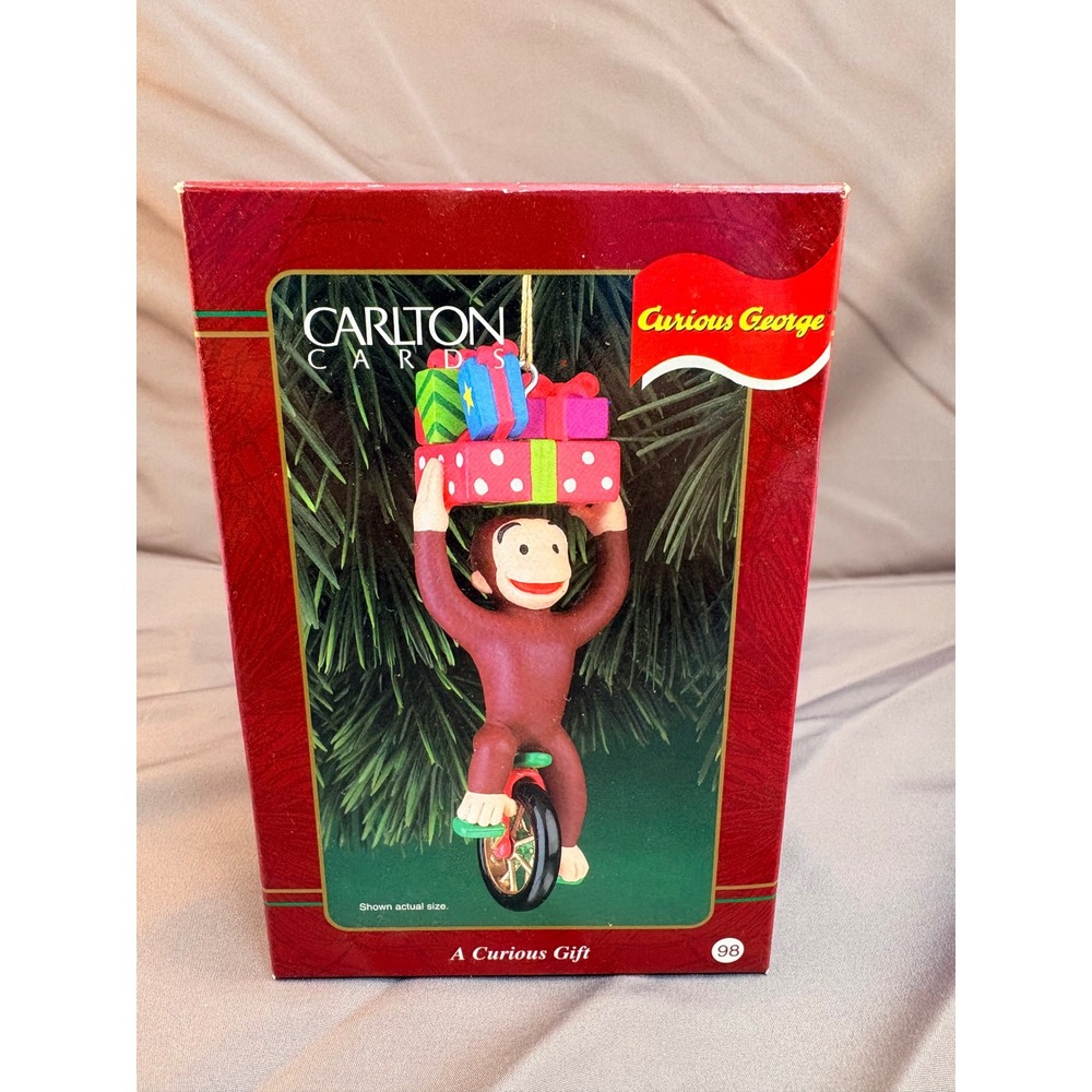 Carlton Cards 1998 Curious George Unicycle Christmas Ornament A Curious Gift